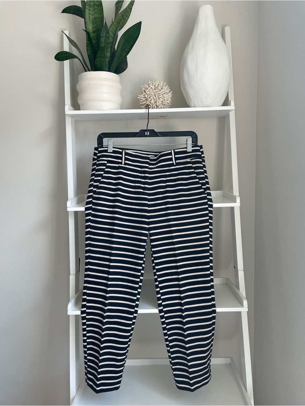 LOFT Black and White Striped Capris